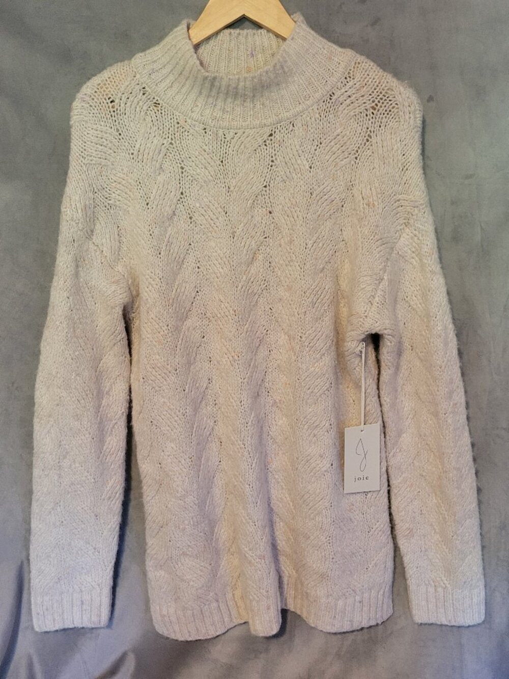 Joie Ivory Cable-Knit Mockneck Knit Pullover Sweater Long Sleeve Women S NWT
